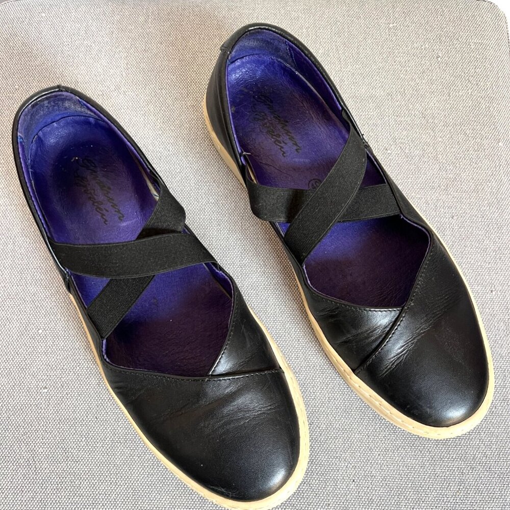 Gudrun Sjoden Black Leather Mary Janes 9 Ballerina Sneaker Flats